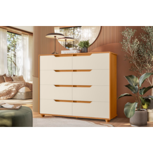 Comoda Albatroz Doble 8 Gavetas Cinamomo/Off White Flex