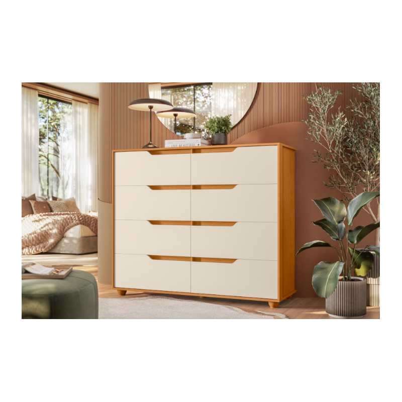 Comoda Albatroz Doble 8 Gavetas Cinamomo/Off White Flex