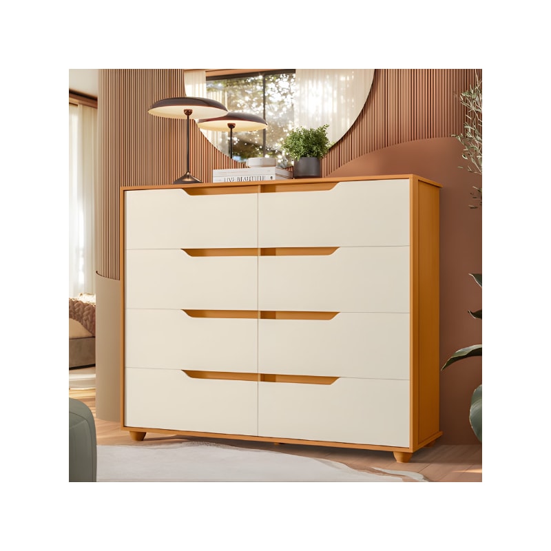 Comoda Albatroz Doble 8 Gavetas Cinamomo/Off White Flex-7b656408-21a7-4c6e-8b53-21fab399af29