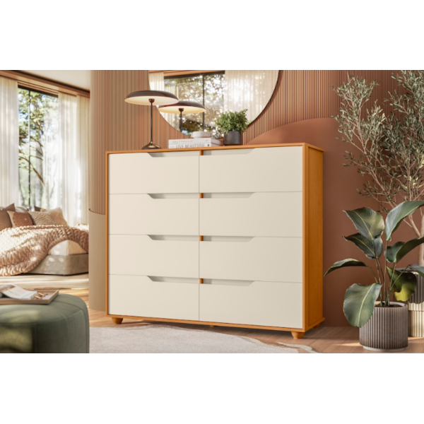 Comoda Albatroz Doble 8 Gavetas Cinamomo/Off White Flex-4d69fe97-600b-410c-91b7-f639fba73c2a