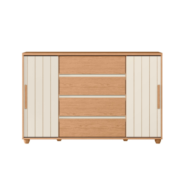 Cômoda Albatroz Evidenza 2 Portas de Correr e 4 Gavetas Freijó/Off White/Titanium Flex-10da778d-4ee0-46de-aa69-7208c2a7778b