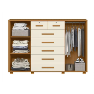 Cômoda Albatroz Fontana 2 Portas 7 GavetasFreijó/Titanium – Organize com Estilo e Funcionalidade