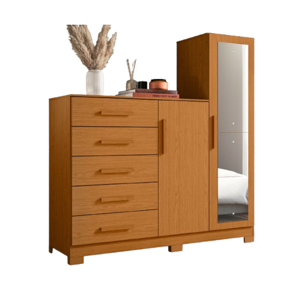 Comoda Albatroz New Master 2 Portas 5 Gavetas com Espelho Cinamomo-f84051a2-1665-4888-99c0-910097af8ff4