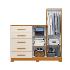 Comoda Albatroz New Master 2 Portas 5 Gavetas com Espelho Incluso 0,70X0,30M Cinamomo/Off White