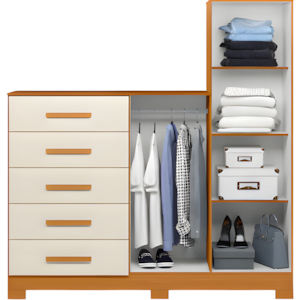 Comoda Albatroz New Master 2 Portas 5 Gavetas com Espelho Incluso 0,70X0,30M Cinamomo/Off White