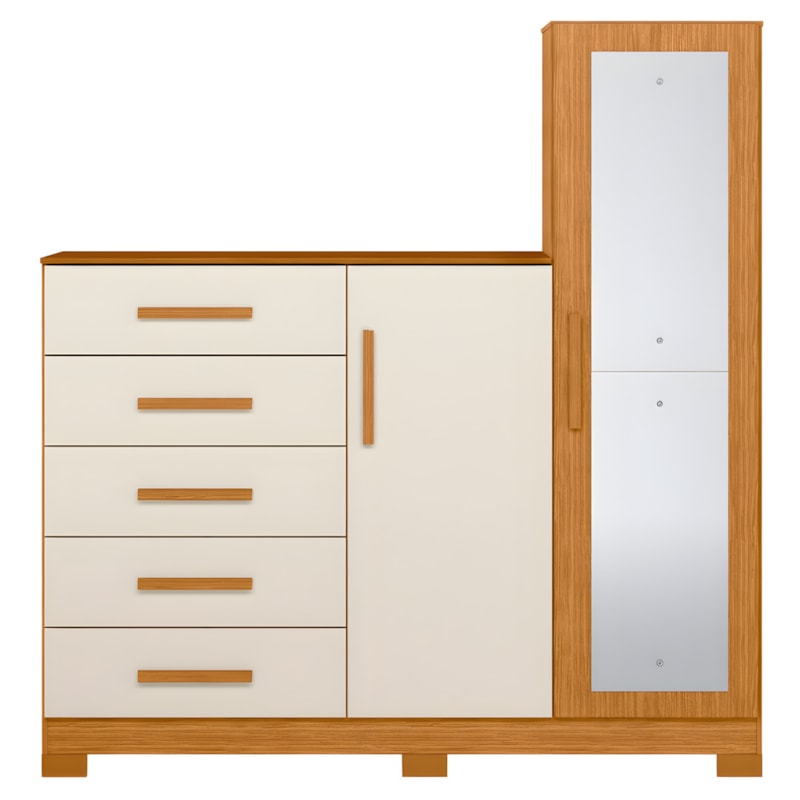 Comoda Albatroz New Master 2 Portas 5 Gavetas com Espelho Incluso 0,70X0,30M Cinamomo/Off White-e2c6c514-64cc-4541-800a-65bce8903bf2
