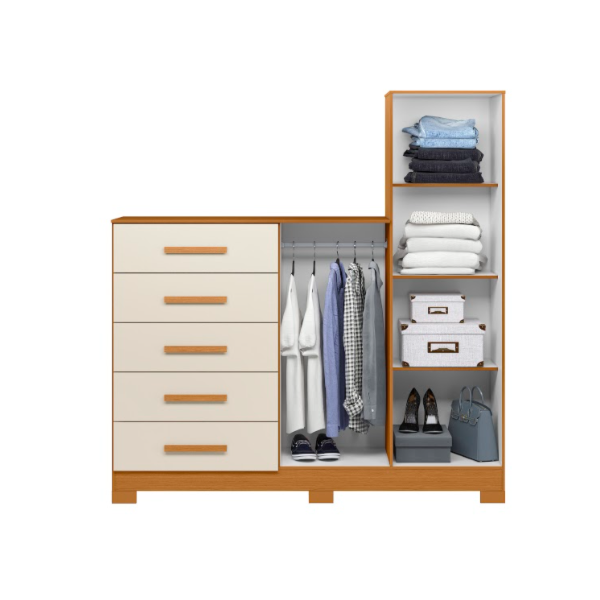 Comoda Albatroz New Master 2 Portas 5 Gavetas com Espelho Incluso 0,70X0,30M Cinamomo/Off White-aaf485b6-7870-46c9-9590-c279cf1f2c78
