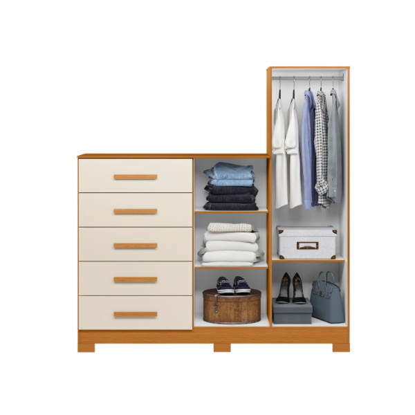 Comoda Albatroz New Master 2 Portas 5 Gavetas com Espelho Incluso 0,70X0,30M Cinamomo/Off White-b6579729-77cd-492f-964f-674e57d8641e