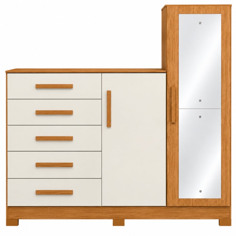 Comoda Albatroz New Master 2 Portas 5 Gavetas com Espelho Incluso 0,70X0,30M Cinamomo/Off White-b996fa25-9077-459e-95f9-cdee41bf1ed4