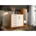 Comoda Albatroz New Master 2 Portas 5 Gavetas com Espelho Incluso 0,70X0,30M Cinamomo/Off White-724e3700-cbc1-40a5-b823-ea90ad48be17