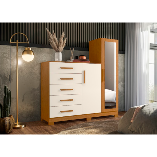 Comoda Albatroz New Master 2 Portas 5 Gavetas com Espelho Incluso 0,70X0,30M Cinamomo/Off White-c452e330-3d45-42e9-9fa0-fb7be5f76886