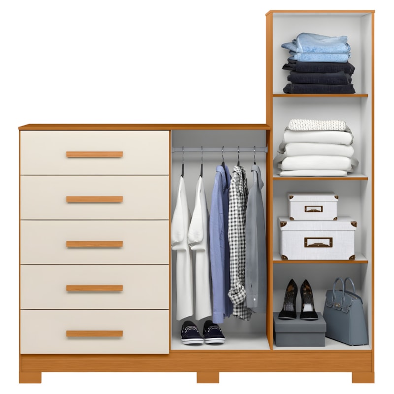 Comoda Albatroz New Master 2 Portas 5 Gavetas com Espelho Incluso 0,70X0,30M Cinamomo/Off White-85a364c2-900a-4a2b-9713-b5d4a1af3dc4