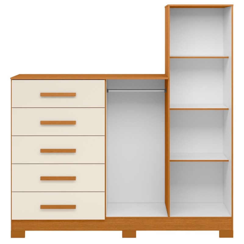 Comoda Albatroz New Master 2 Portas 5 Gavetas com Espelho Incluso 0,70X0,30M Cinamomo/Off White-2a462321-b614-4fb0-a982-a2348f7b93a7