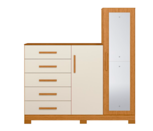 Comoda Albatroz New Master 2 Portas 5 Gavetas com Espelho Incluso 0,70X0,30M Cinamomo/Off White