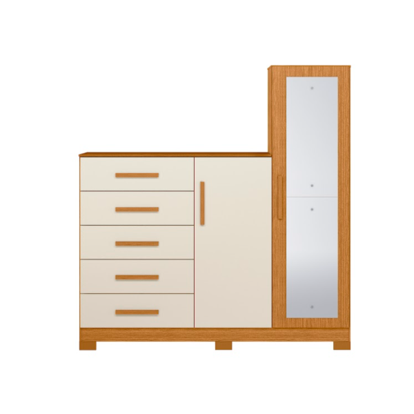 Comoda Albatroz New Master 2 Portas 5 Gavetas com Espelho Incluso 0,70X0,30M Cinamomo/Off White-2644ec28-02a4-4d7e-8c66-841a86a1ece4