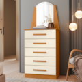 Cômoda Albatroz New Veneza 5 Gavetas com Espelho Cinamomo/Off White - Compacta e Funcional-40c6c06e-ecb6-4c9e-920a-2b66419b33ca