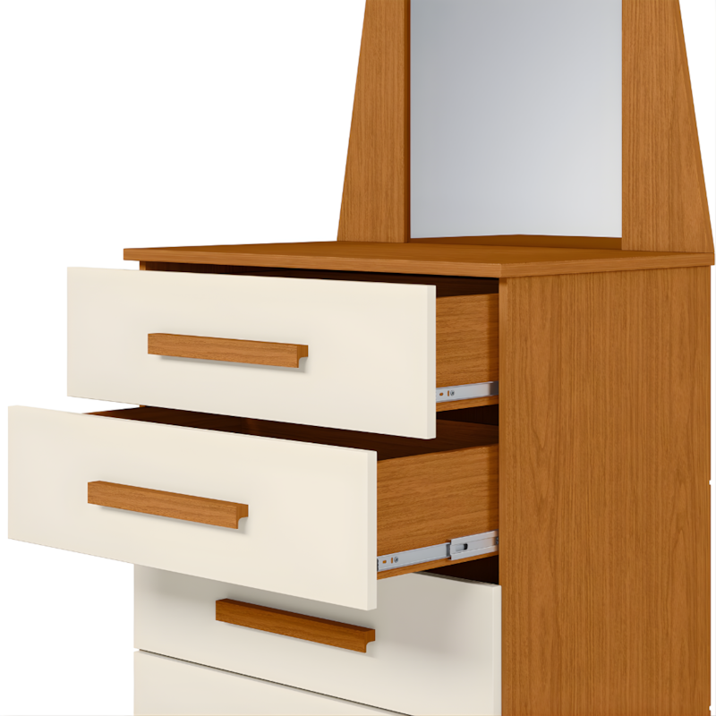 Cômoda Albatroz New Veneza 5 Gavetas com Espelho Cinamomo/Off White &ndash; Compacta e Funcional
