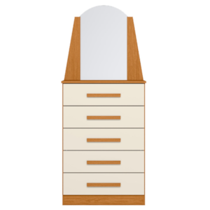 Cômoda Albatroz New Veneza 5 Gavetas com Espelho Cinamomo/Off White – Compacta e Funcional