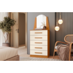 Comoda Albatroz New Veneza 5 Gavetas com Espelho Incluso 0,60X0,39m Cinamomo/Off White