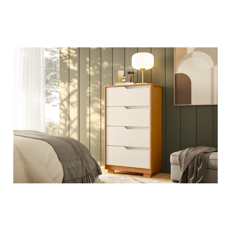 Comoda Albatroz Sole 4 Gavetas Cinamomo/Off White Flex