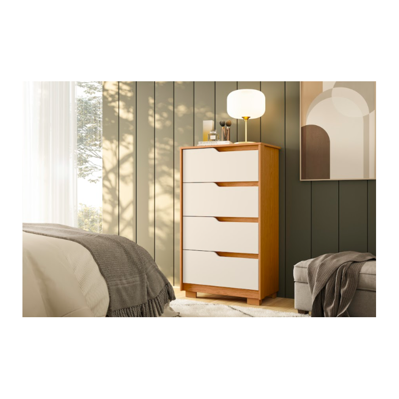 Comoda Albatroz Sole 4 Gavetas Cinamomo/Off White Flex-201454a2-8dcb-4610-b151-689d560aa2f5