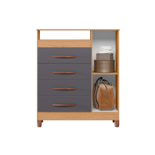 Comoda Albatroz Turquesa 1 Porta 4 Gavetas Freijo/Titanium-bfbfb194-2214-4377-9dd3-2dd213655c5b