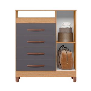 Comoda Albatroz Turquesa 1 Porta 4 Gavetas Freijo/Titanium