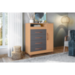 Comoda Albatroz Turquesa 1 Porta 4 Gavetas Freijo/Titanium
