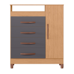 Comoda Albatroz Turquesa 1 Porta 4 Gavetas Freijo/Titanium