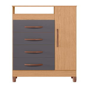 Comoda Albatroz Turquesa 1 Porta 4 Gavetas Freijo/Titanium