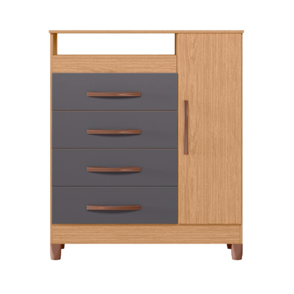 Comoda Albatroz Turquesa 1 Porta 4 Gavetas Freijo/Titanium-14cfa5e8-5c8c-4f7b-b4a4-a992faaad1a5