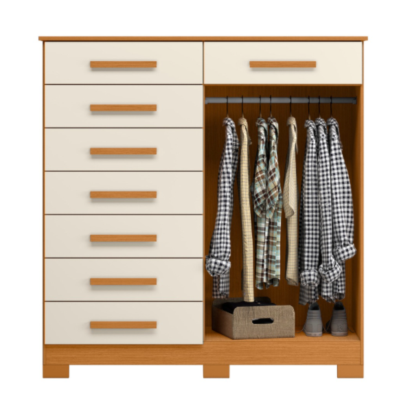 Comoda Albatroz Verona 2 Portas 8 Gavetas Cinamomo/Off White-02bc649c-888b-437a-9edb-b2936244aa9d