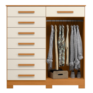 Comoda Albatroz Verona 2 Portas 8 Gavetas Cinamomo/Off White