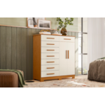 Comoda Albatroz Verona 2 Portas 8 Gavetas Cinamomo/Off White