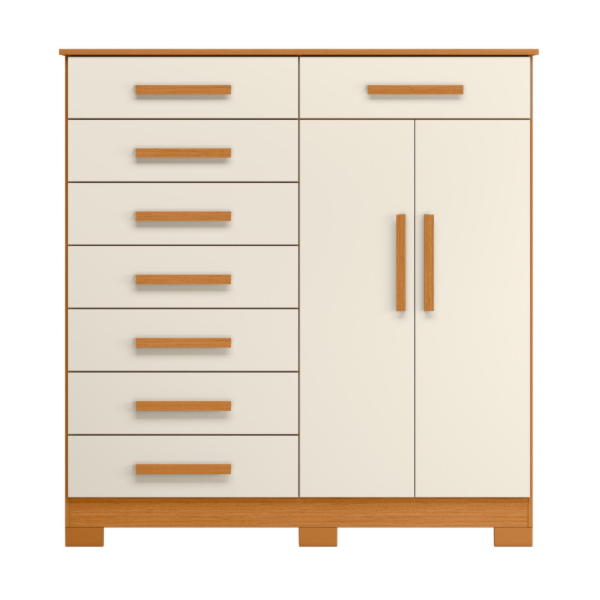 Comoda Albatroz Verona 2 Portas 8 Gavetas Cinamomo/Off White-dc14108e-86d8-421d-b82a-d16668532ccd