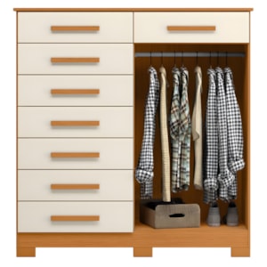 Cômoda Albatroz Verona 2 Portas e 8 Gavetas Cinamomo/Off Whiter – Moderna e Funcional
