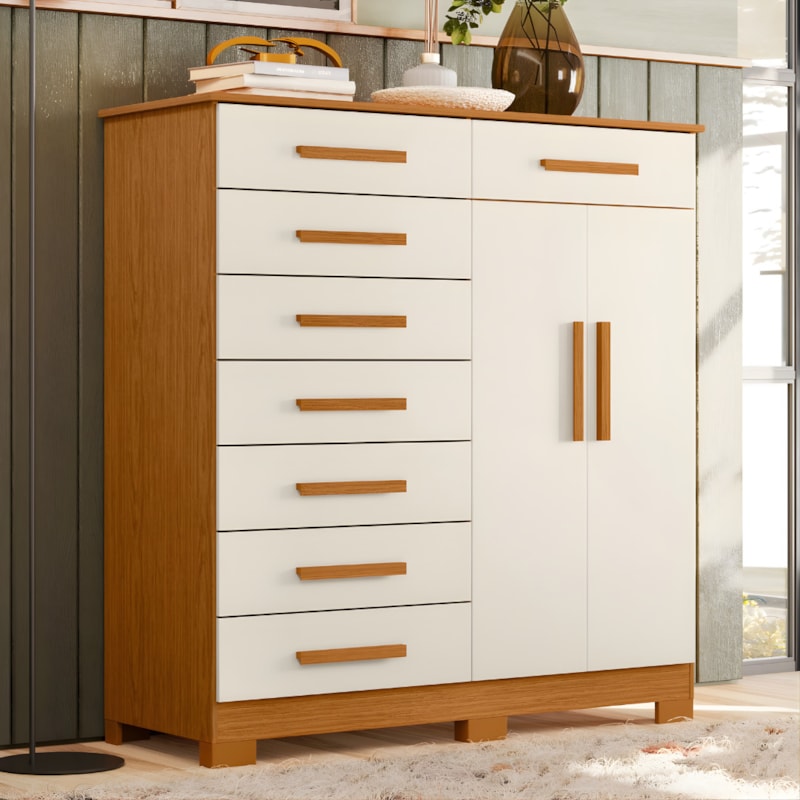 Cômoda Albatroz Verona 2 Portas e 8 Gavetas Cinamomo/Off Whiter – Moderna e Funcional-070ca834-054b-46a8-80c5-4fdbd1dd3a33