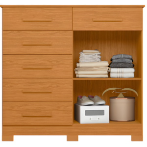 Comoda Albatroz Xangai 2 Portas 6 Gavetas Cinamomo