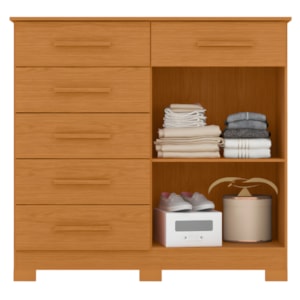 Comoda Albatroz Xangai 2 Portas 6 Gavetas Cinamomo