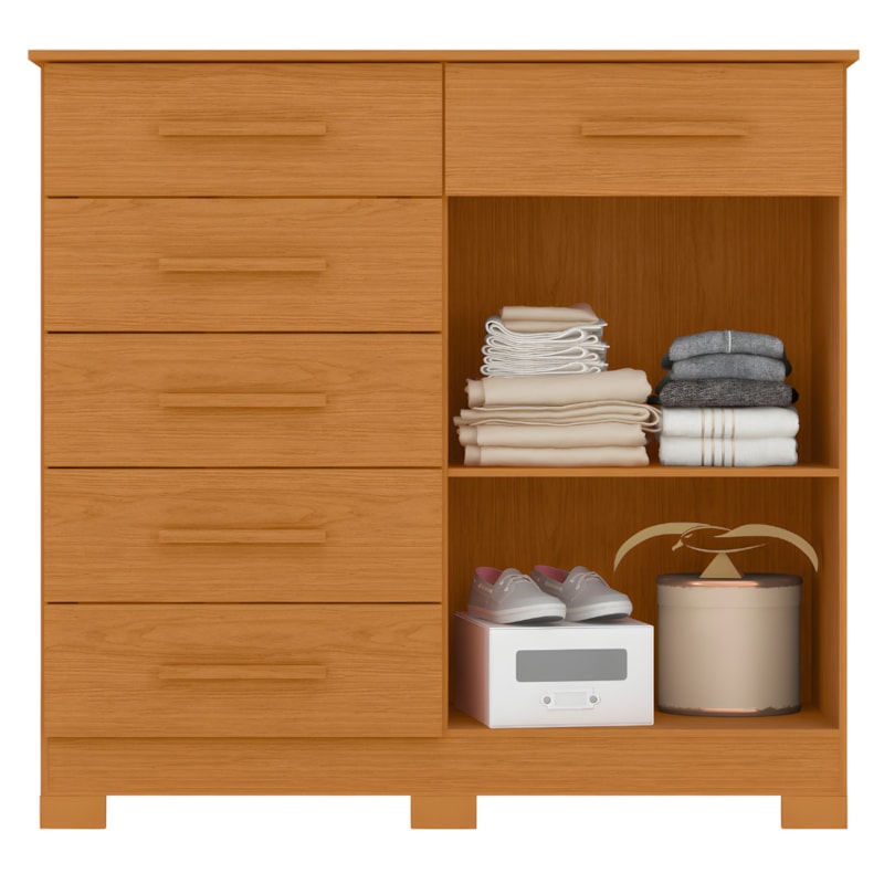 Comoda Albatroz Xangai 2 Portas 6 Gavetas Cinamomo-dc608bdc-855e-4754-b578-215478b1265d