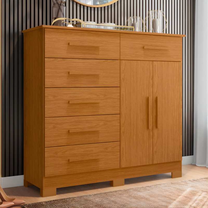 Comoda Albatroz Xangai 2 Portas 6 Gavetas Cinamomo-44a483b5-2cfd-4020-b9bb-409fc18097a0