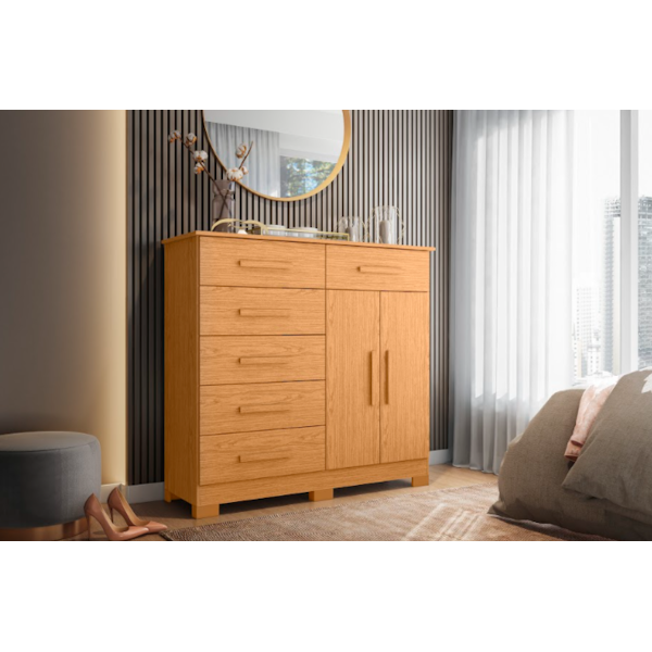 Comoda Albatroz Xangai 2 Portas 6 Gavetas Cinamomo-dedc47b1-876e-42b0-bce0-eb4fbd298614