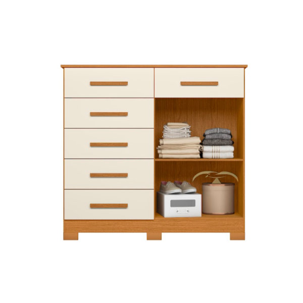 Comoda Albatroz Xangai 2 Portas 6 Gavetas Cinamomo/Off White-b0996b2d-2761-4079-8562-d8bf251467e5