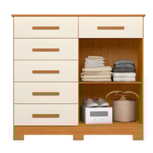 Comoda Albatroz Xangai 2 Portas 6 Gavetas Cinamomo/Off White