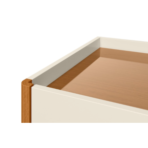 Comoda Aparador Albatroz Infinite 8 Gavetas com Tampo de Vidro Off White/Cinamomo