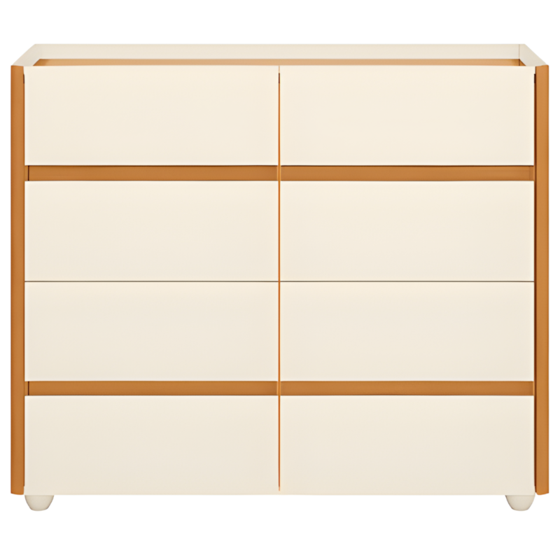 Comoda Aparador Albatroz Infinite 8 Gavetas com Tampo de Vidro Off White/Cinamomo-256ca316-8e05-4fe2-8be9-c9e9488b3b3d