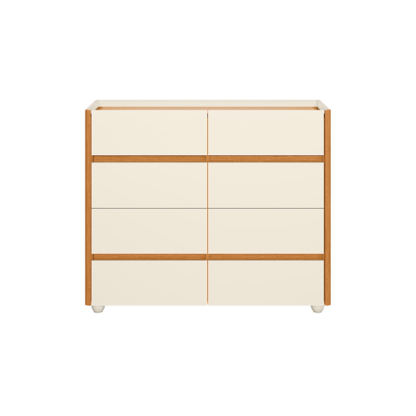 Comoda Aparador Albatroz Infinite 8 Gavetas com Tampo de Vidro Off White/Cinamomo-3d3eae2c-1a32-49e5-9b02-f321f5a497d2