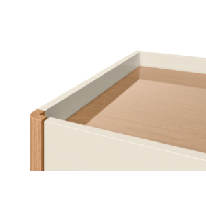 Comoda Aparador Albatroz Infinite 8 Gavetas com Tampo de Vidro Off White/Freijo