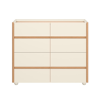 Comoda Aparador Albatroz Infinite 8 Gavetas com Tampo de Vidro Off White/Freijo