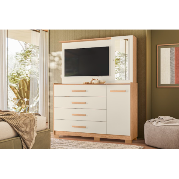 Comoda Ilhabela Albatroz 2 Portas 4 Gavetas com Painel de TV ate 43